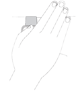 Strichzeichnung einer Handfläche, die die Oberseite einer Smartwatch abdeckt